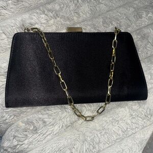 Elegant Black Clutch with Gold Chain
